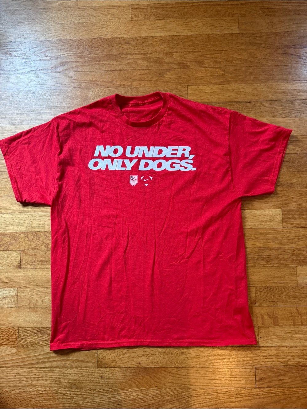 NWOT Bold Red Graphic Tee "NO UNDER, ONLY DOGS."June 2026 USMNT Unisex. OS